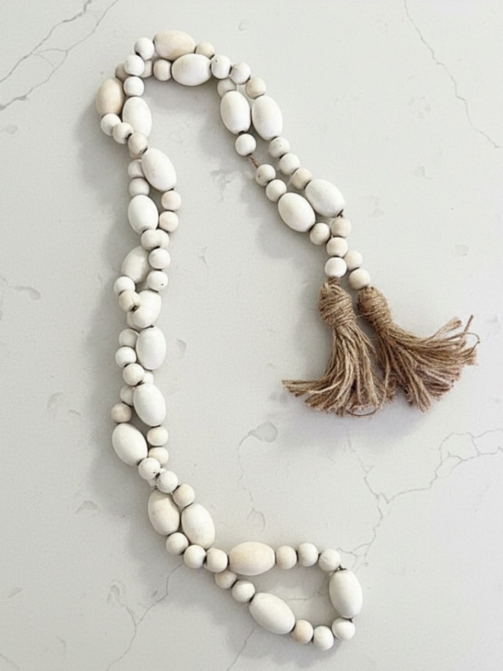 64" White Ceramic Bead Garland